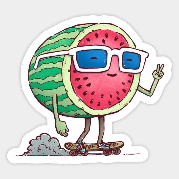 Watermelon Skater Sticker by nickv47